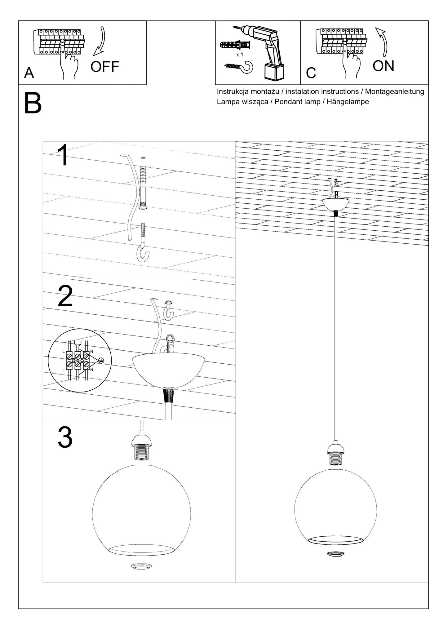 Pendant lamp BALL transparent