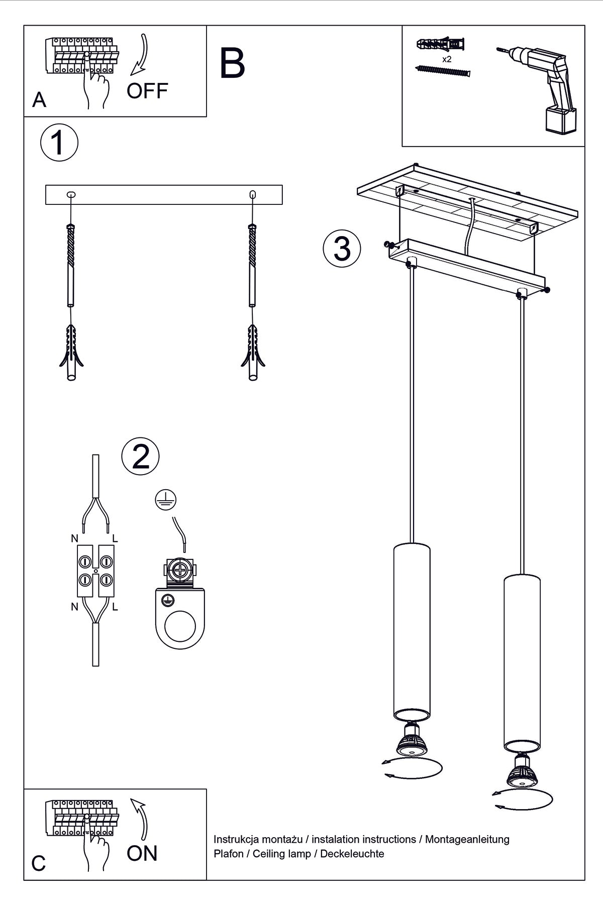 Pendant lamp LINO 2 wood