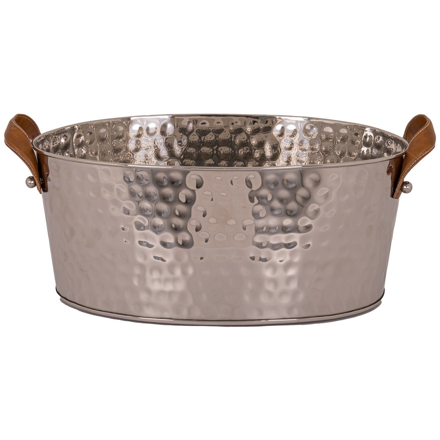 Silver Large Leather Handled Champagne Cooler