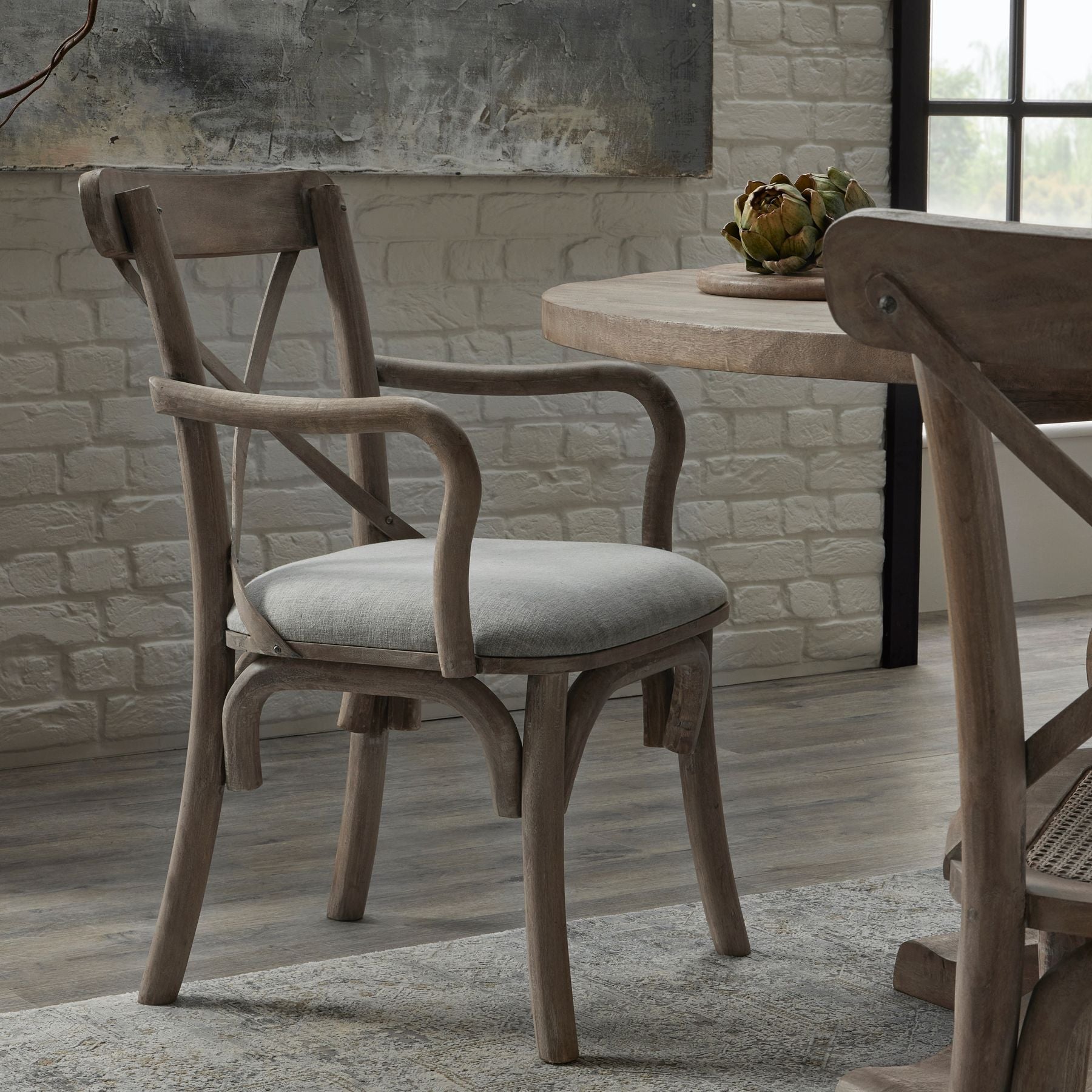 Copgrove Collection Cross Back Carver Chair With Fabric Seat