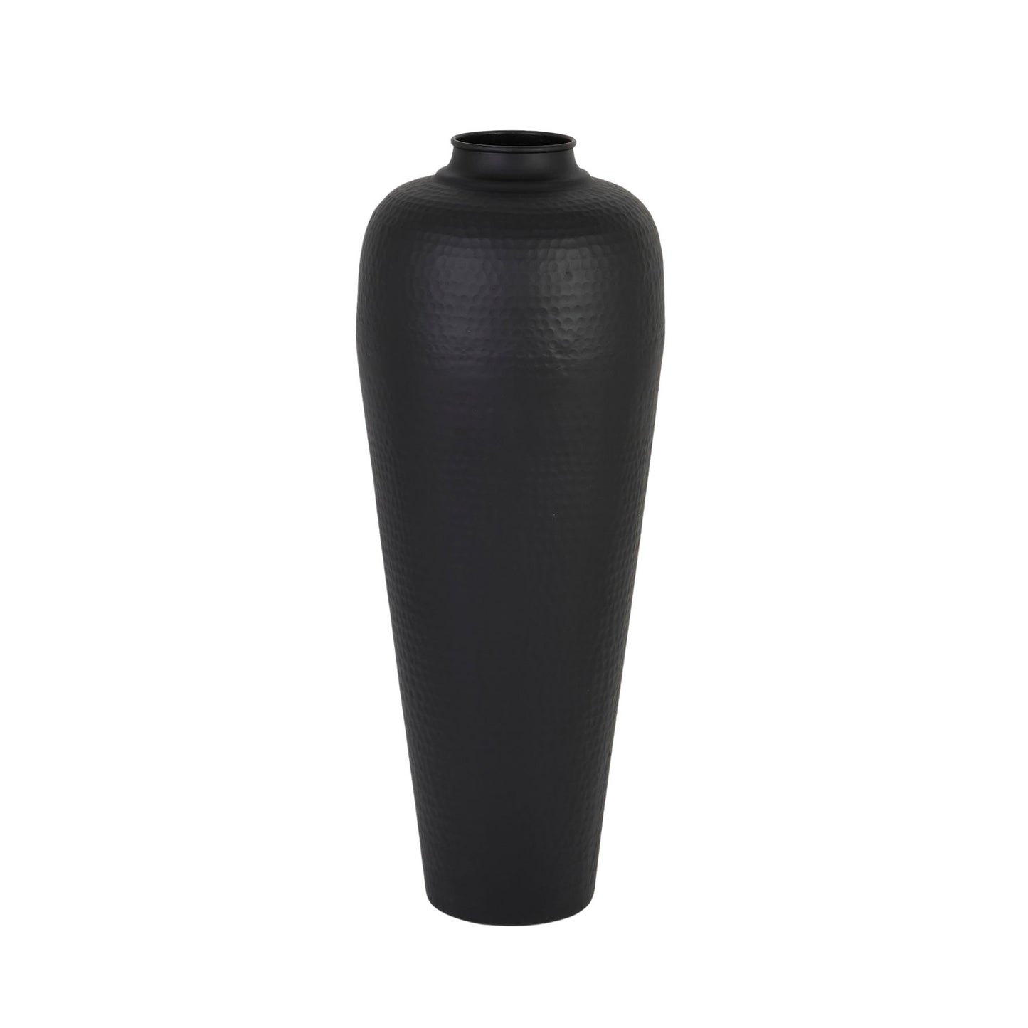 Matt Black Medium Hammered Vase Without Lid