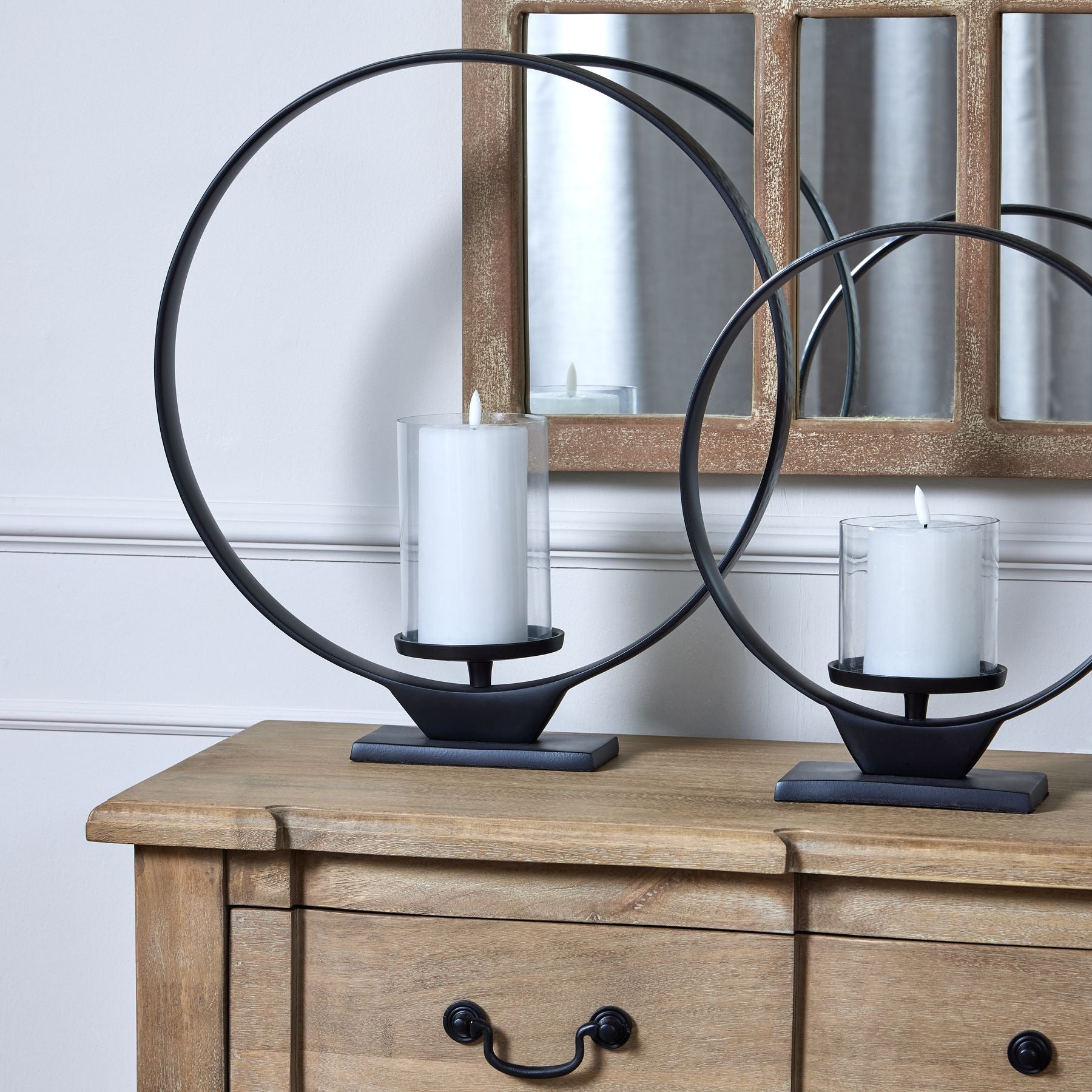 Black Hoop Hurricane Lantern