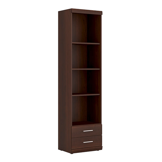 Imperial  Tall 2 Drawer Narrow Cabinet with Open Shelving in Dark Mahogany Melamine