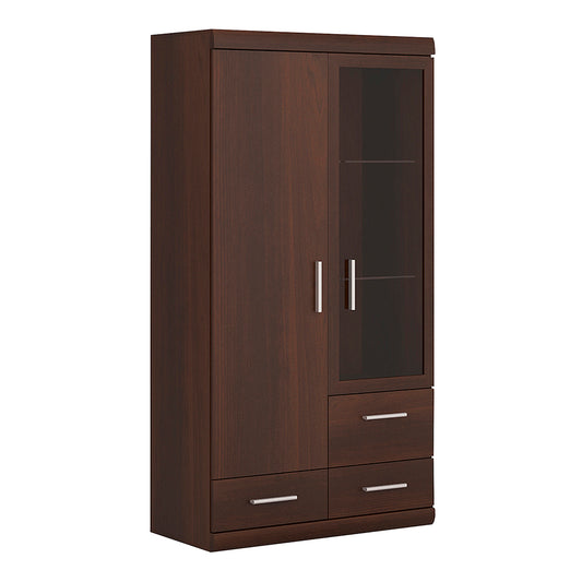 Imperial  2 Door 3 Drawer Glazed Display Cabinet in Dark Mahogany Melamine