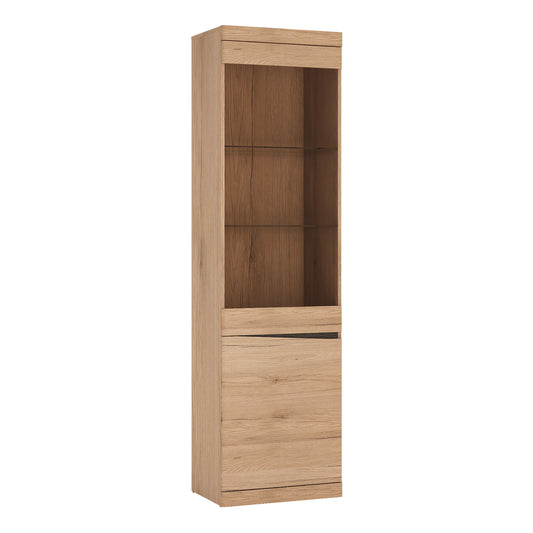 Kensington  Tall Narrow 2 Door Glazed Display Cabinet (LHD) in Oak