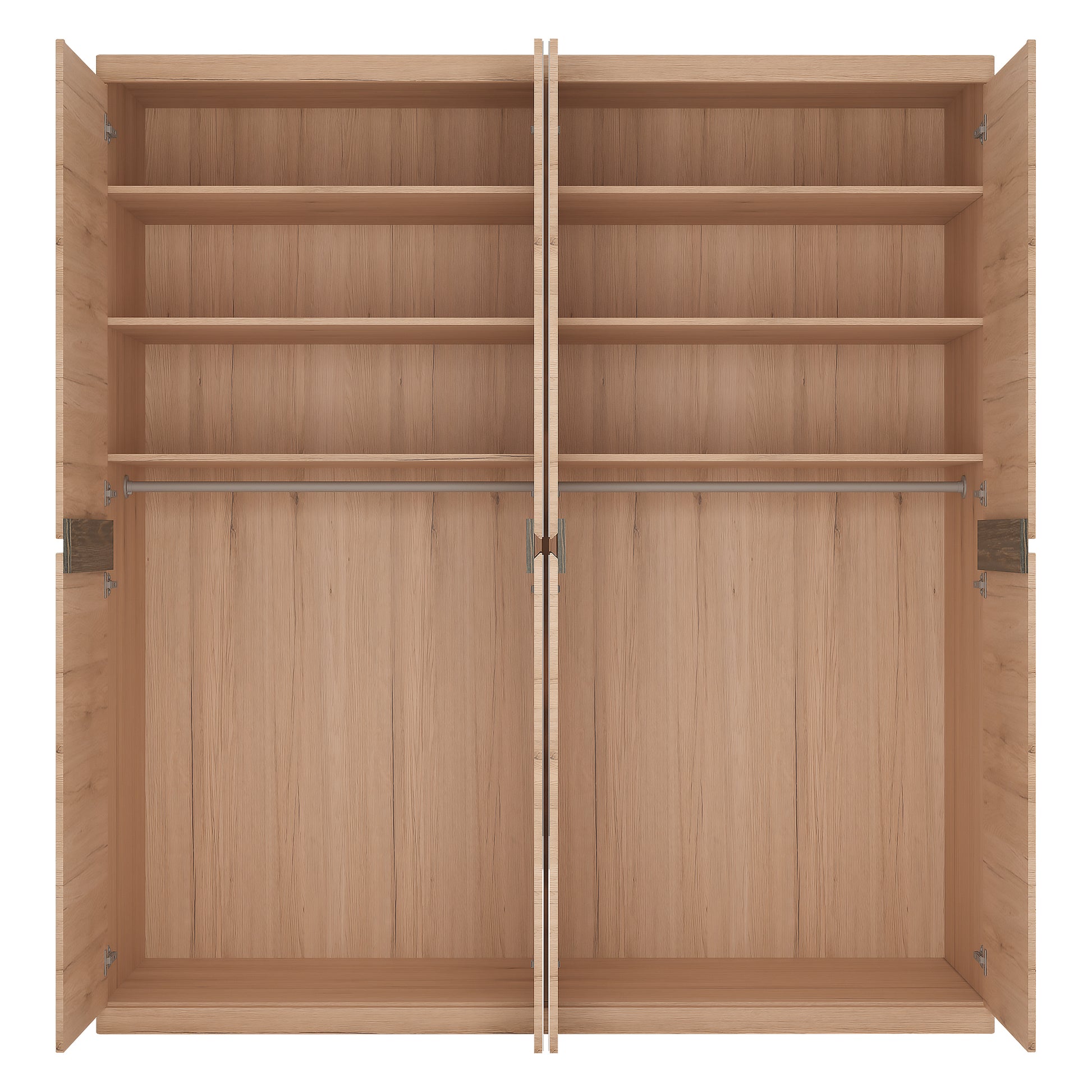 Kensington  4 Door Wardrobe with 2 Mirror doors in Oak