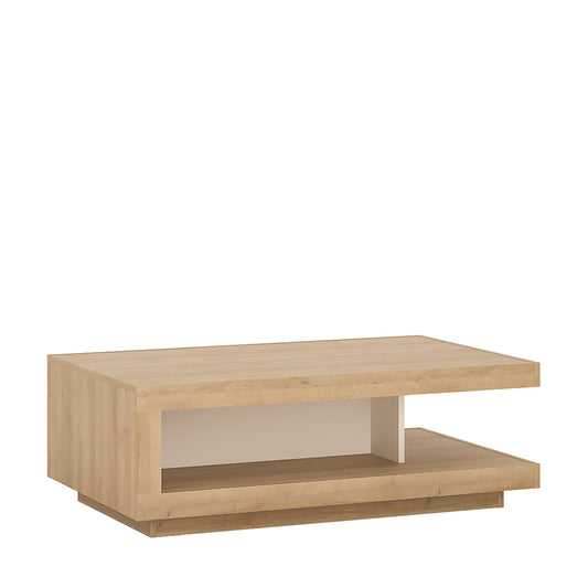 Lyon  Designer coffee table in Riviera Oak/White High Gloss