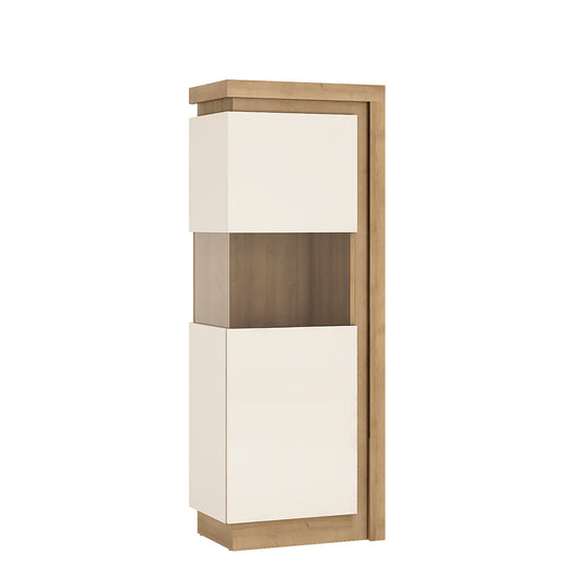 Lyon  Narrow display cabinet (LHD) 164.1cm high in Riviera Oak/White High Gloss