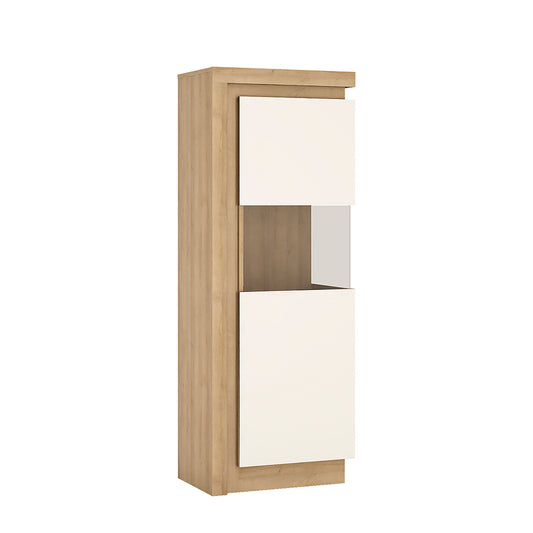 Lyon  Narrow display cabinet (RHD) 164.1cm high in Riviera Oak/White High Gloss