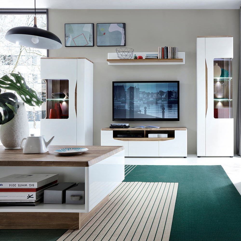 Toledo  wide coffee table in White and Oak