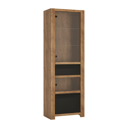 Havana  1 door 1 drawer display cabinet in Lefkas Oak with matte black fronts