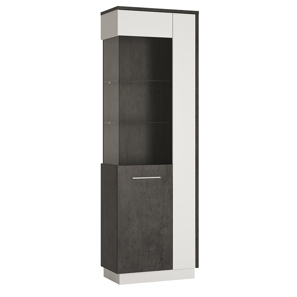 Zingaro  Tall Glazed display cabinet (LH) in Grey and White