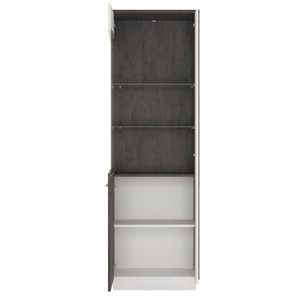 Zingaro  Tall Glazed display cabinet (LH) in Grey and White