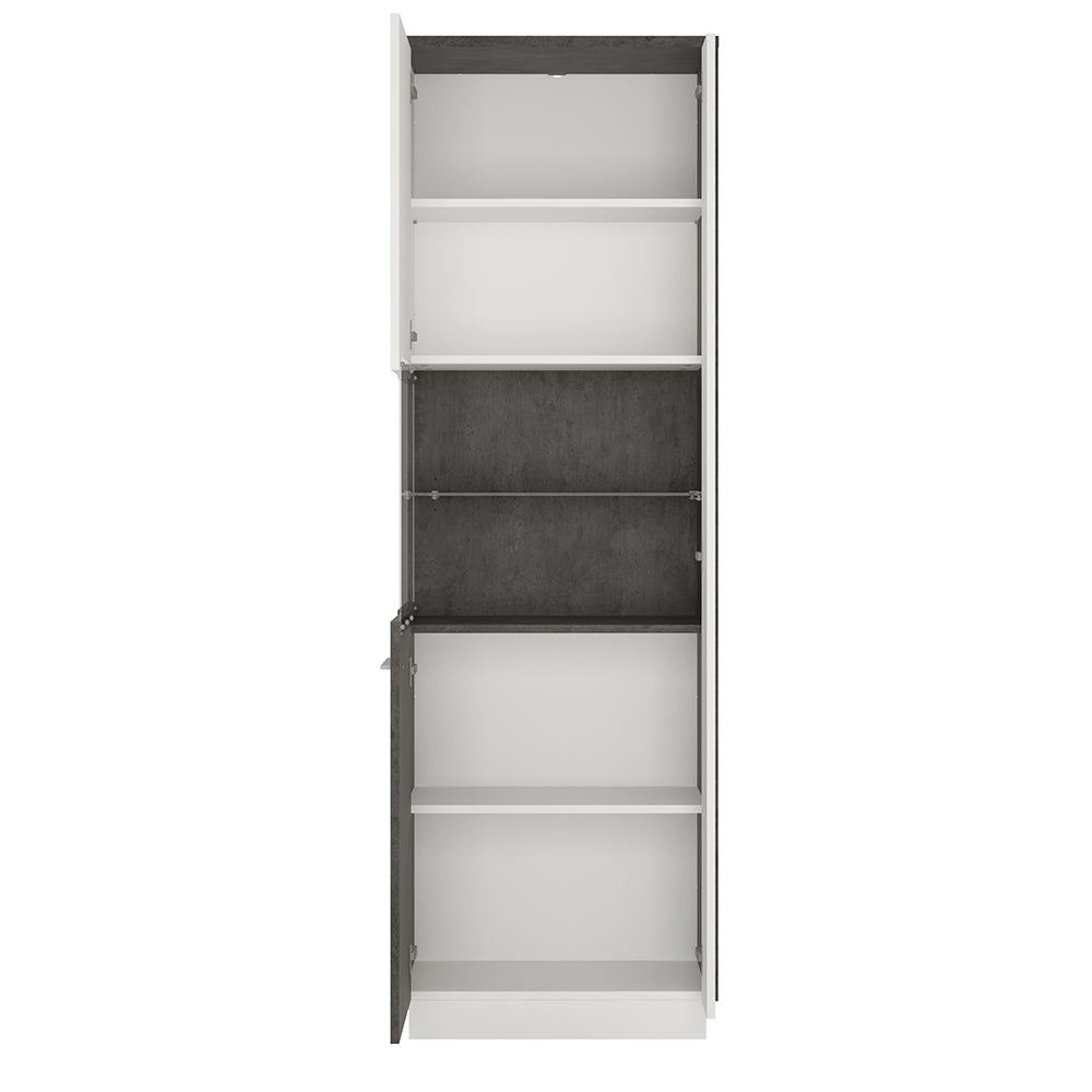 Zingaro  Tall display cabinet (LH) in Grey and White