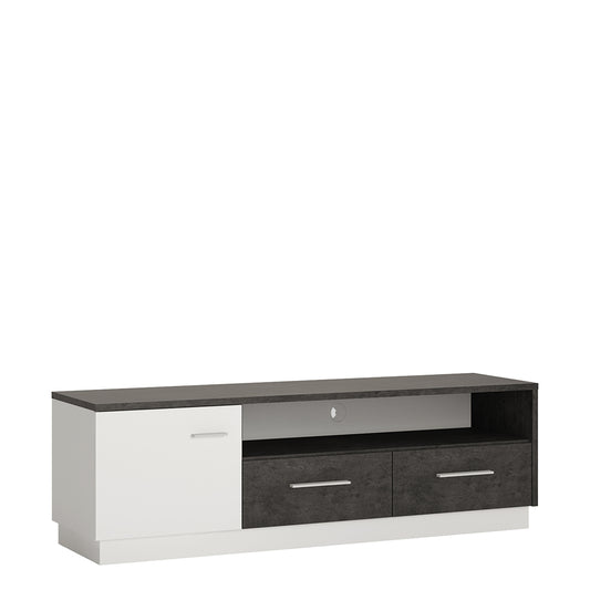 Zingaro  1 door 2 drawer wide TV cabinet in Grey and White