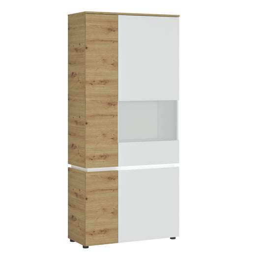 Luci Bright Luci 4 door tall display cabinet RH (including LED lighting) in White and Oak