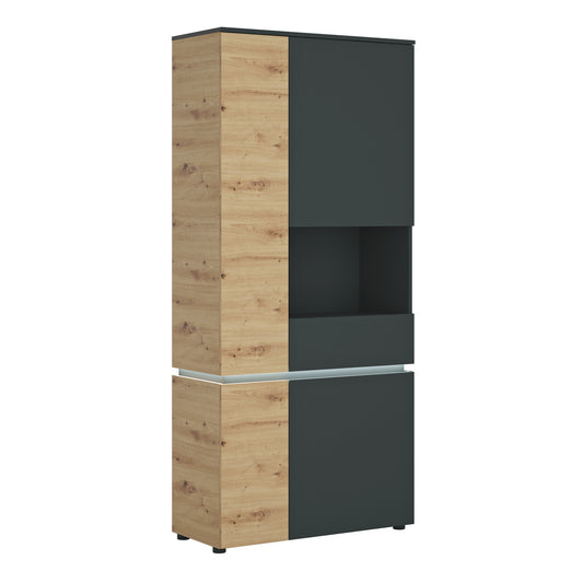 Luci Dark Luci 4 door tall display cabinet RH (including LED lighting) in Platinum and Oak