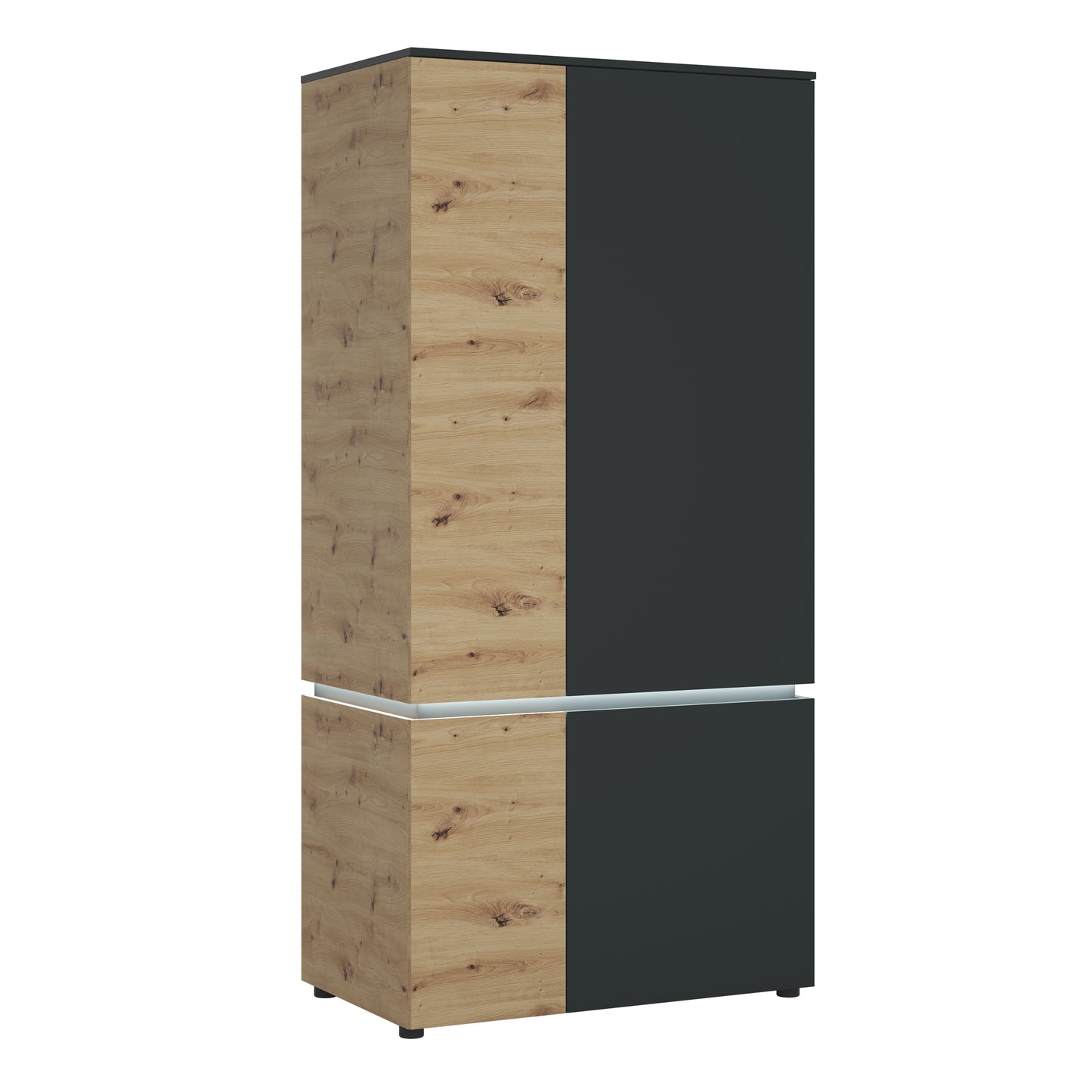 Luci Dark Luci 4 door wardrobe (including LED lighting) in Platinum and Oak