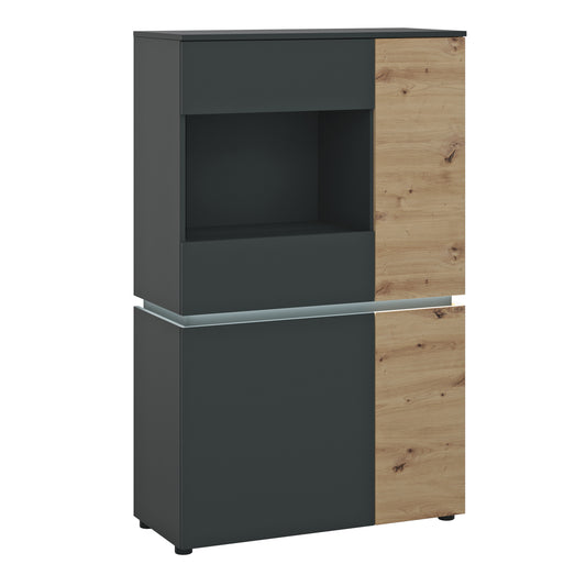 Luci Dark Luci 4 door low display cabinet (including LED lighting) in Platinum and Oak