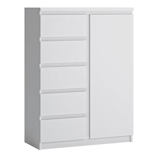 Fribo White Fribo 1 door 5 drawer cabinet in White