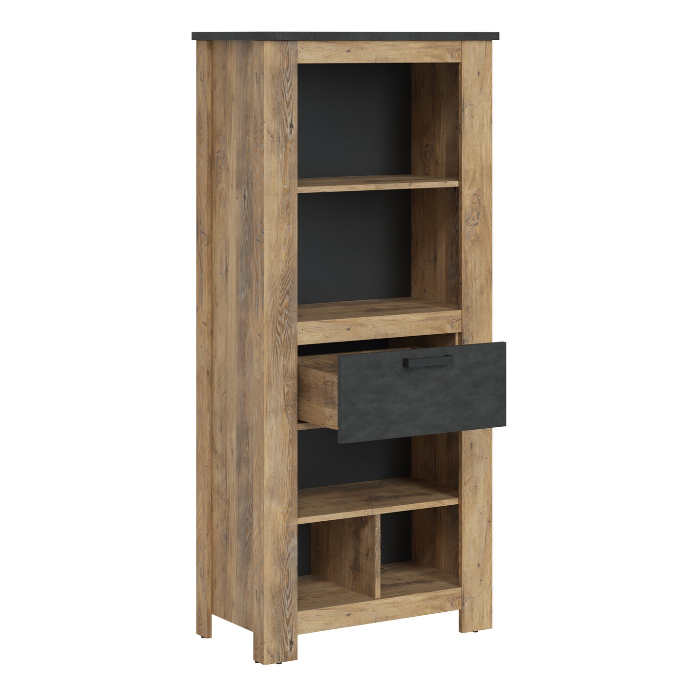 Rapallo  1 drawer bookcase in Chestnut and Matera Grey