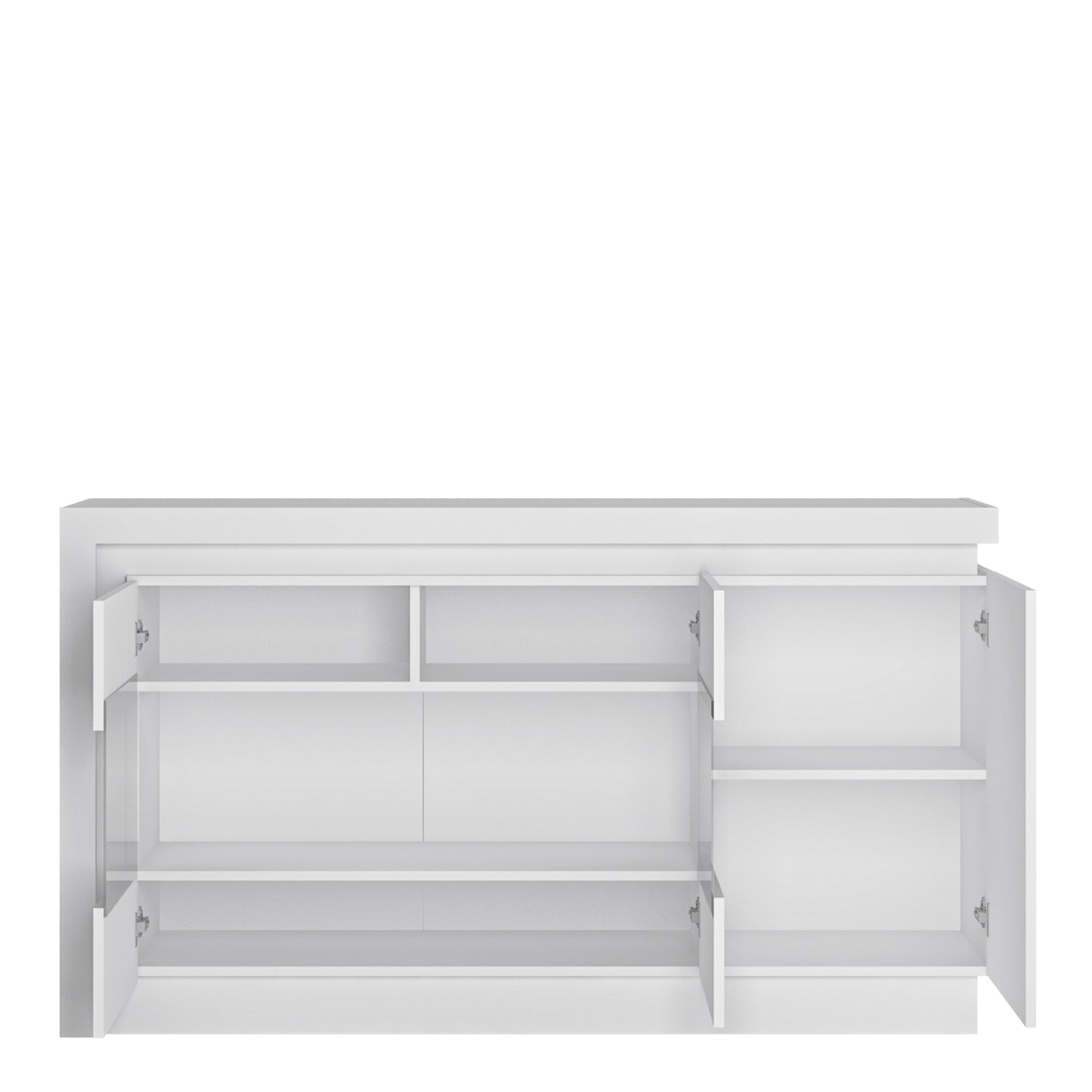 Lyon  3 door glazed sideboard (including LED lighting) in White and High Gloss