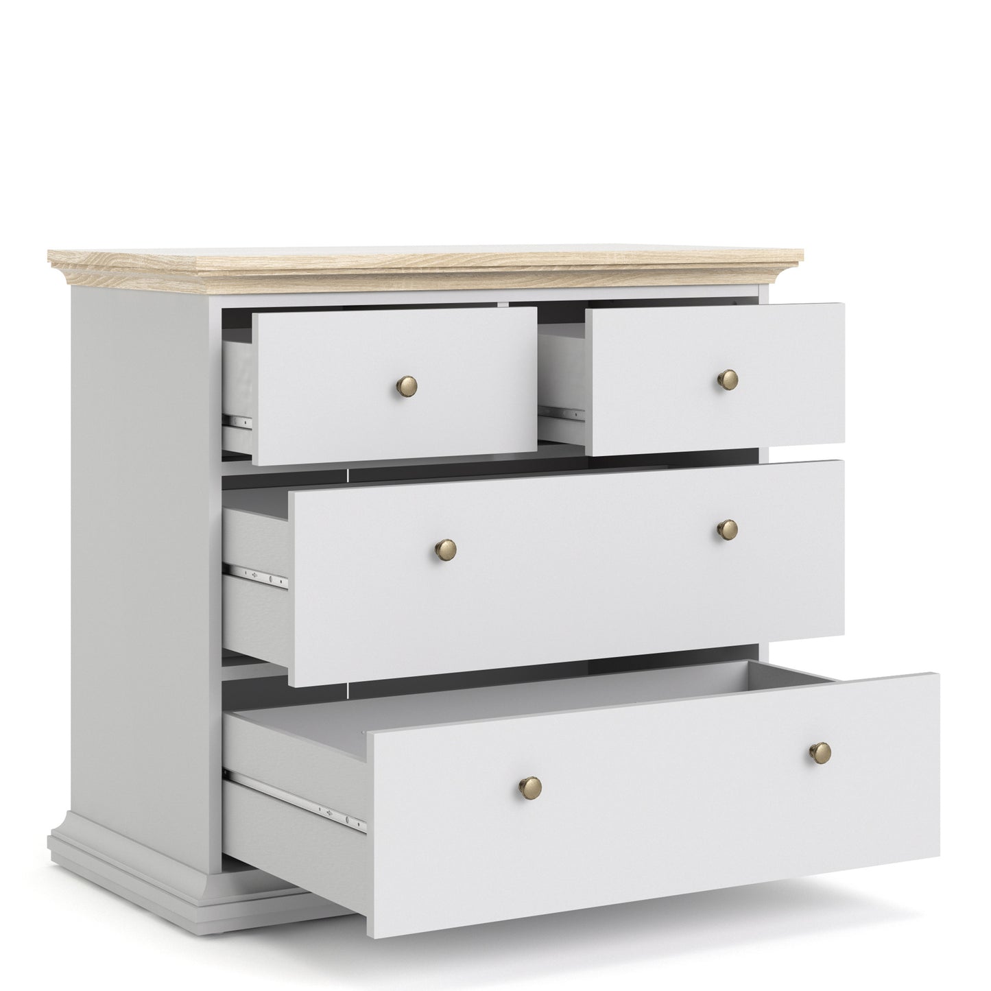 Paris  Chest of 4 Drawers in White and Oak