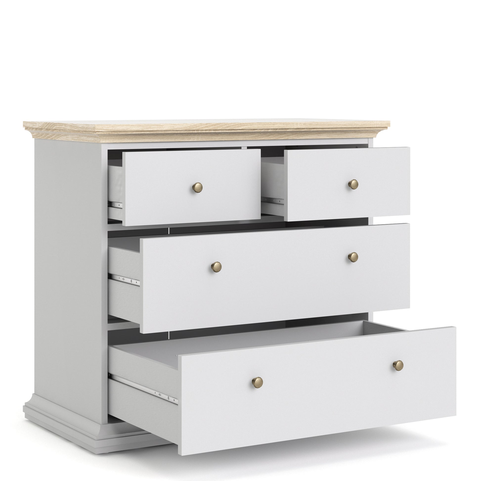 Paris  Chest of 4 Drawers in White and Oak