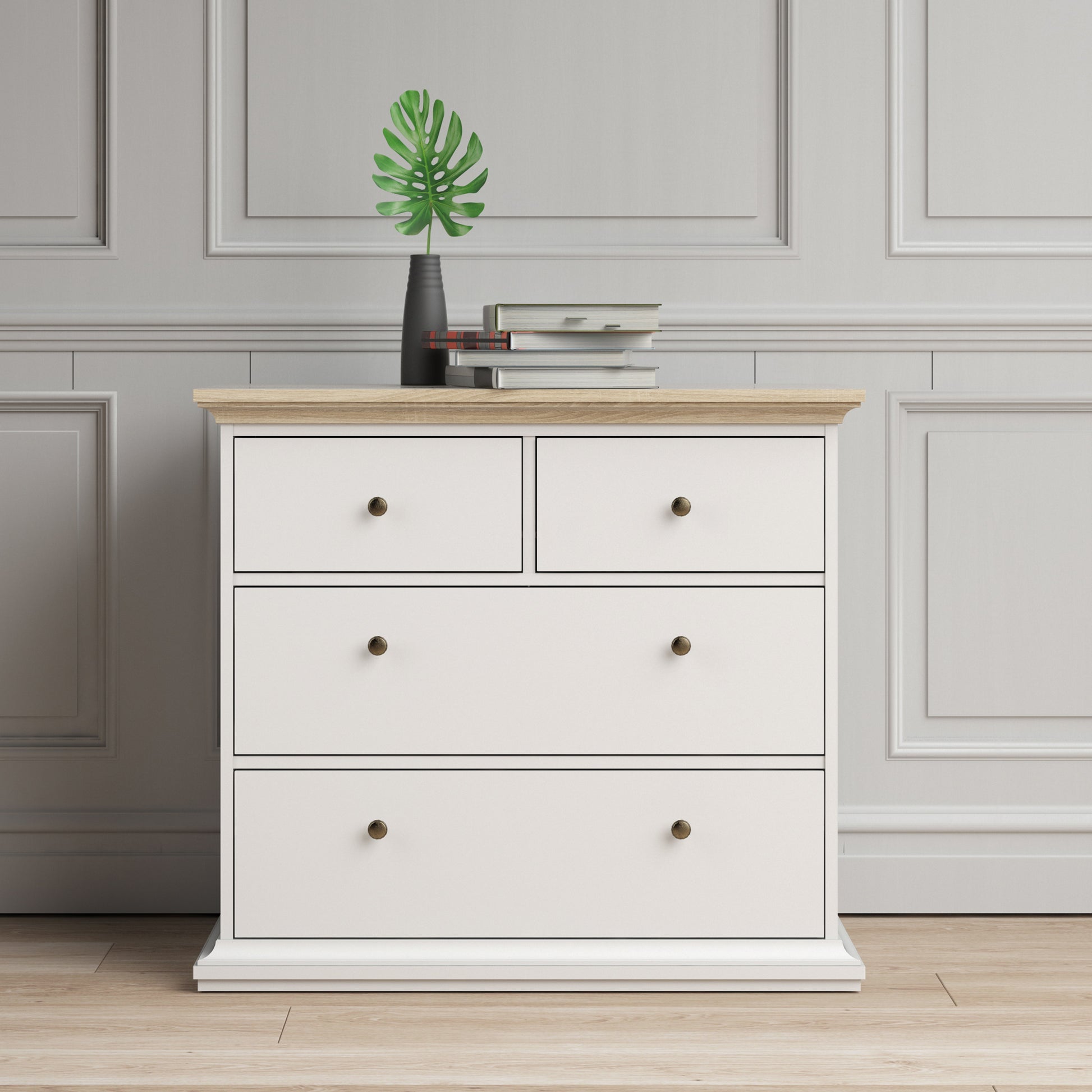 Paris  Chest of 4 Drawers in White and Oak