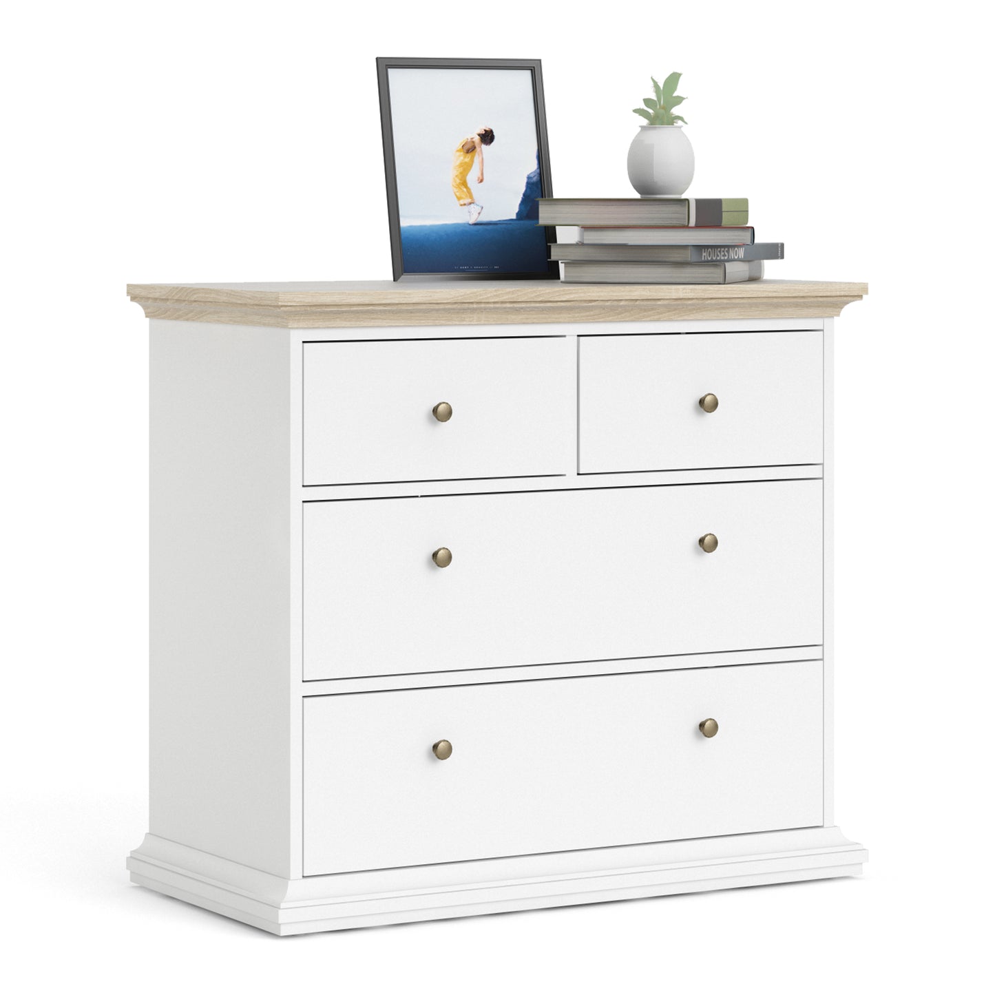 Paris  Chest of 4 Drawers in White and Oak