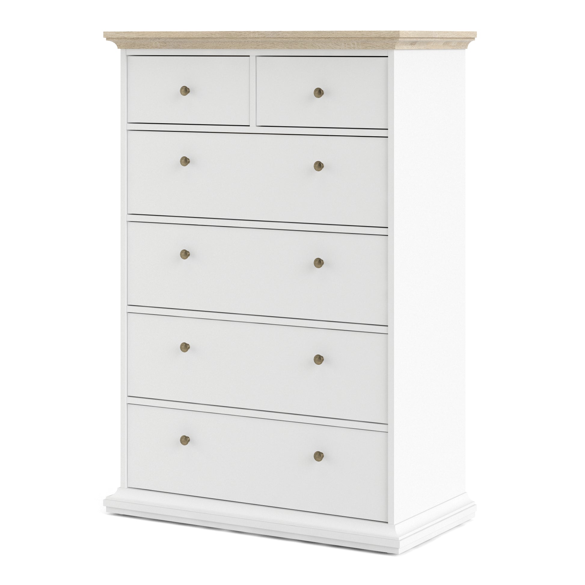 Paris  Chest of 6 Drawers in White and Oak