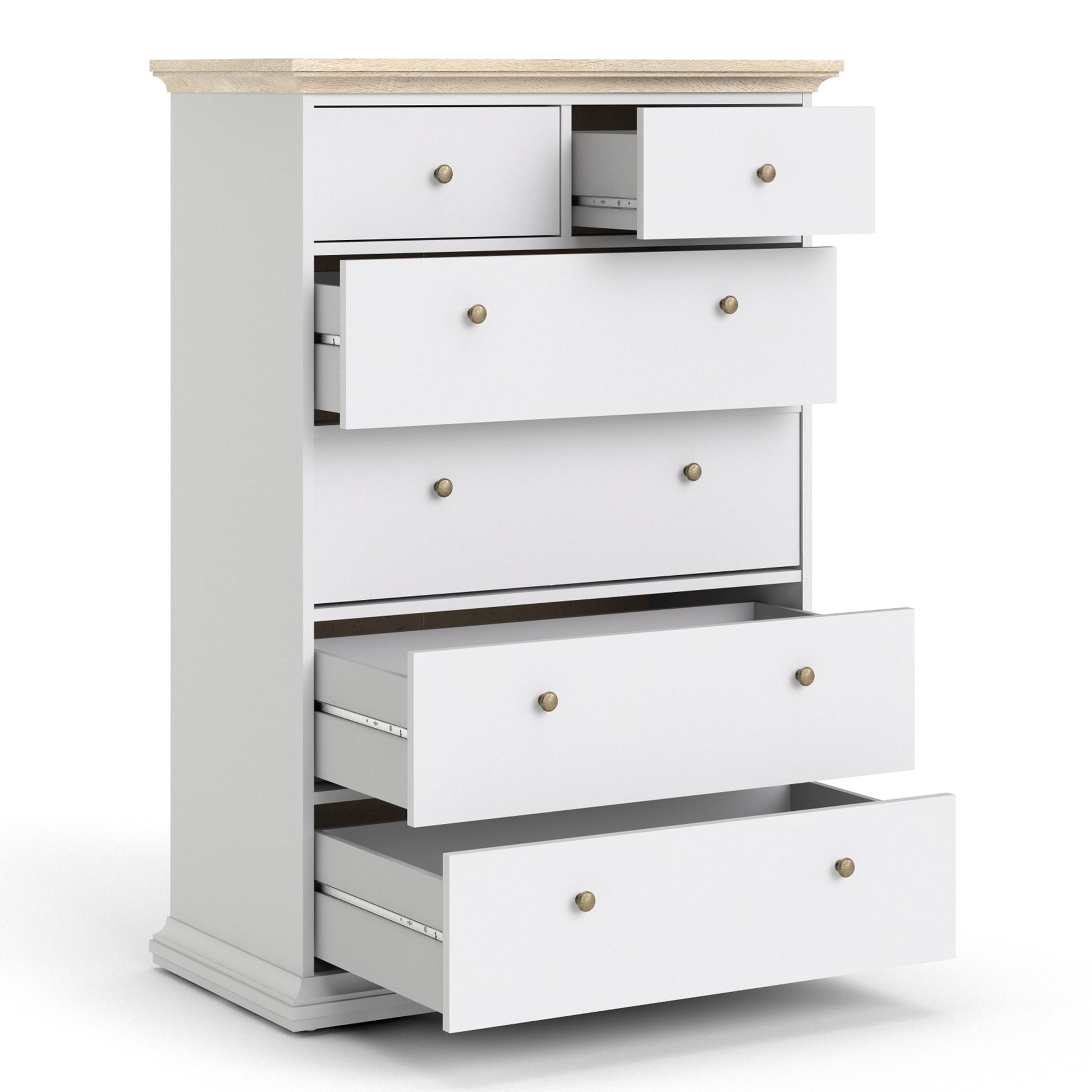 Paris  Chest of 6 Drawers in White and Oak