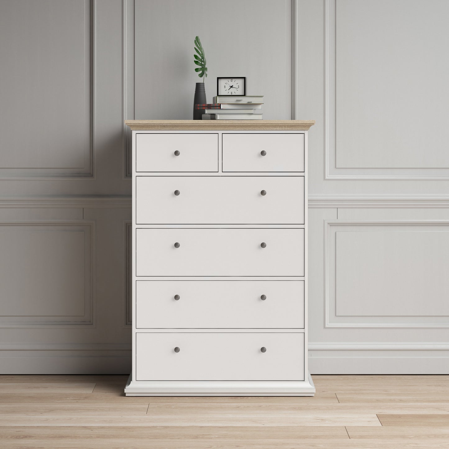 Paris  Chest of 6 Drawers in White and Oak