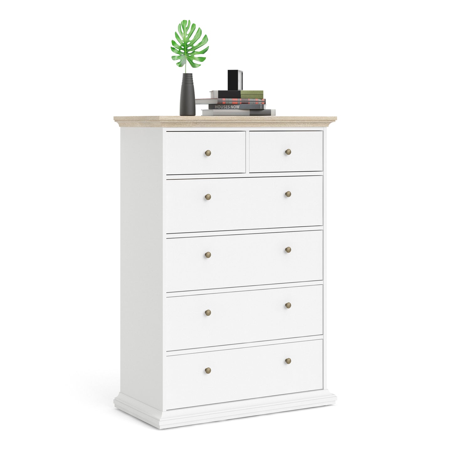 Paris  Chest of 6 Drawers in White and Oak