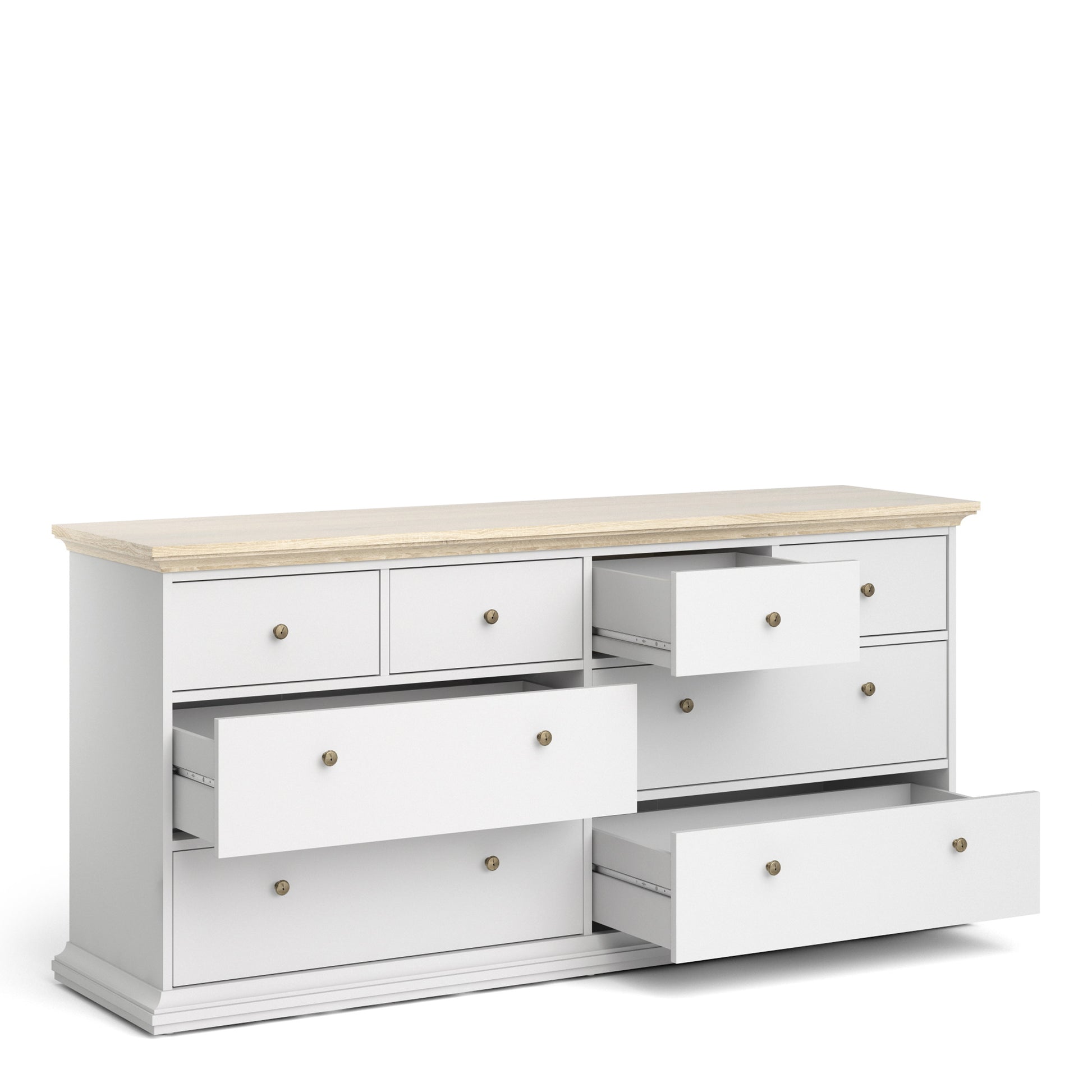 Paris  Chest of 8 Drawers in White and Oak