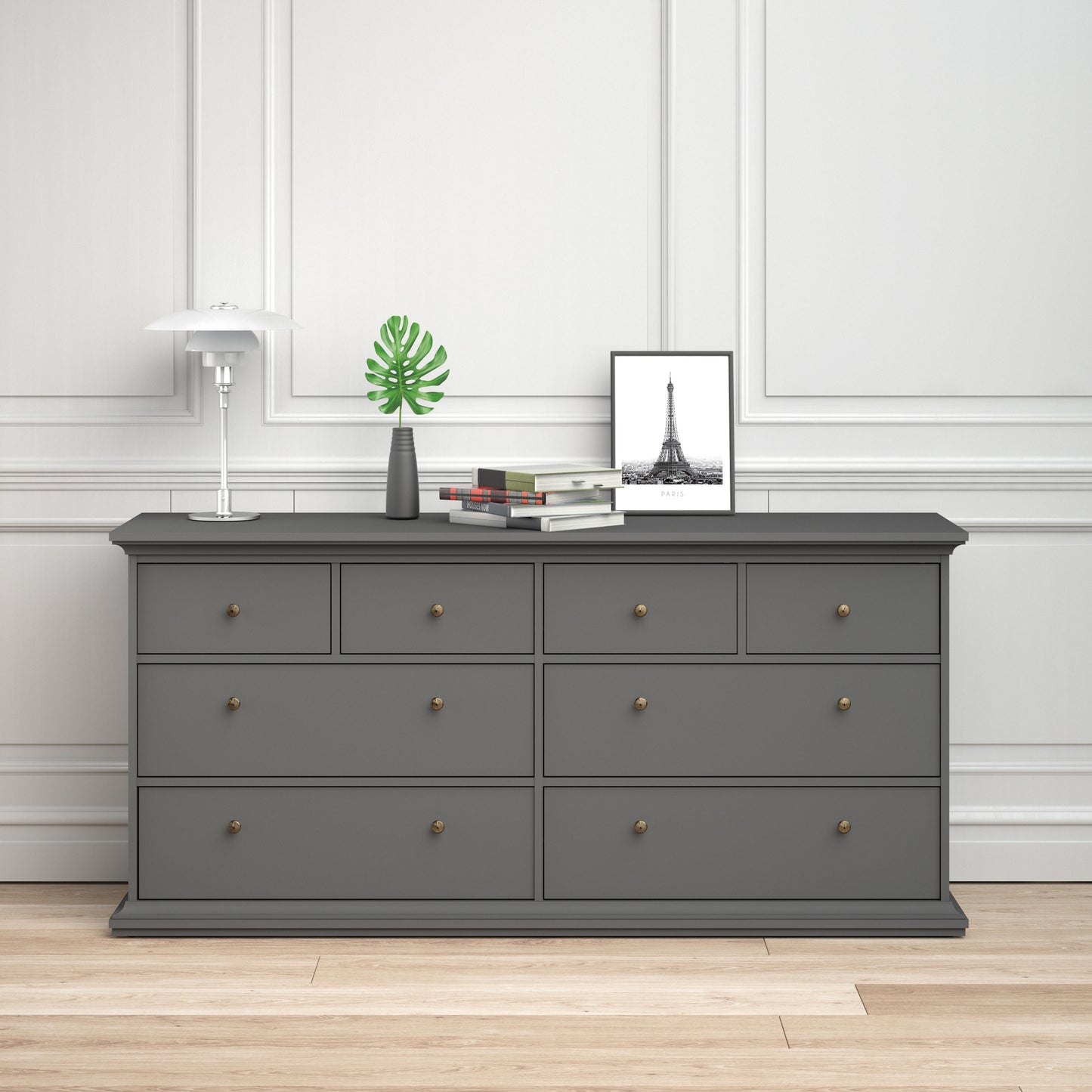 Paris  Chest of 8 Drawers in Matt Grey