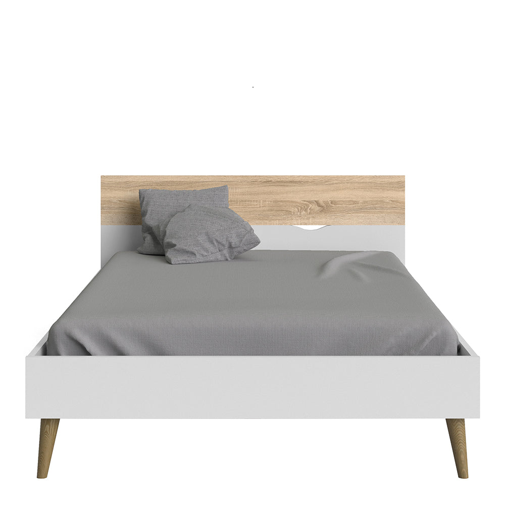 Oslo  Euro Double Bed (140 x 200) in White and Oak