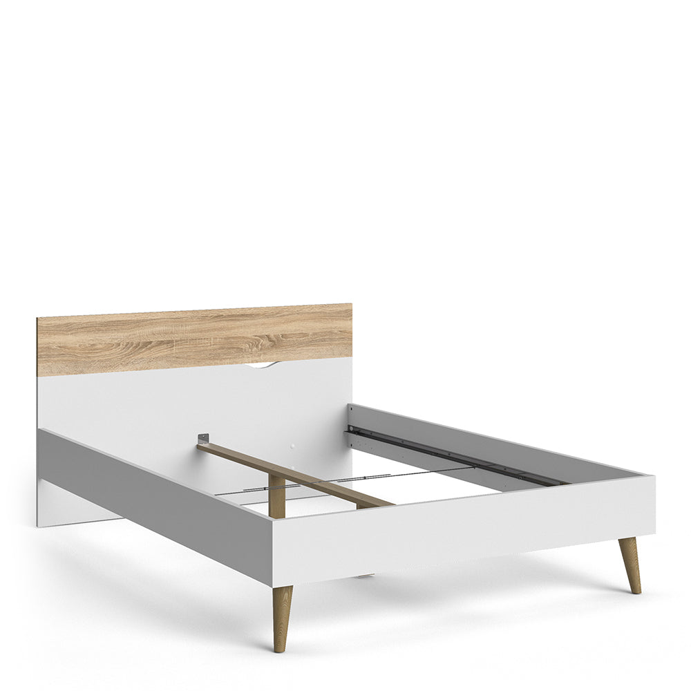 Oslo  Euro Double Bed (140 x 200) in White and Oak