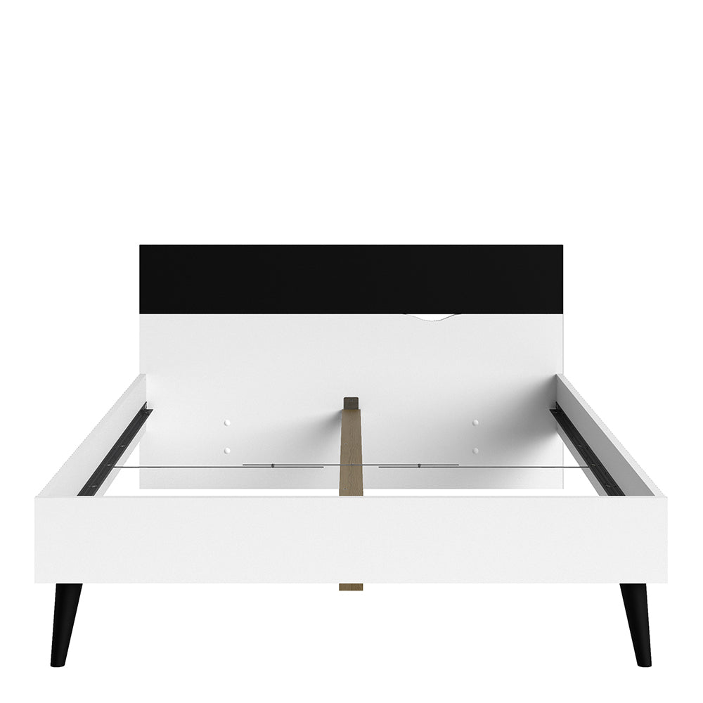 Oslo  Euro Double Bed (140 x 200) in White and Black Matt