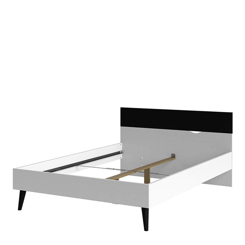 Oslo  Euro Double Bed (140 x 200) in White and Black Matt