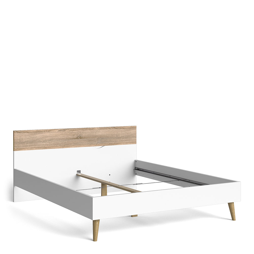 Oslo  Euro King Bed (160 x 200) in White and Oak