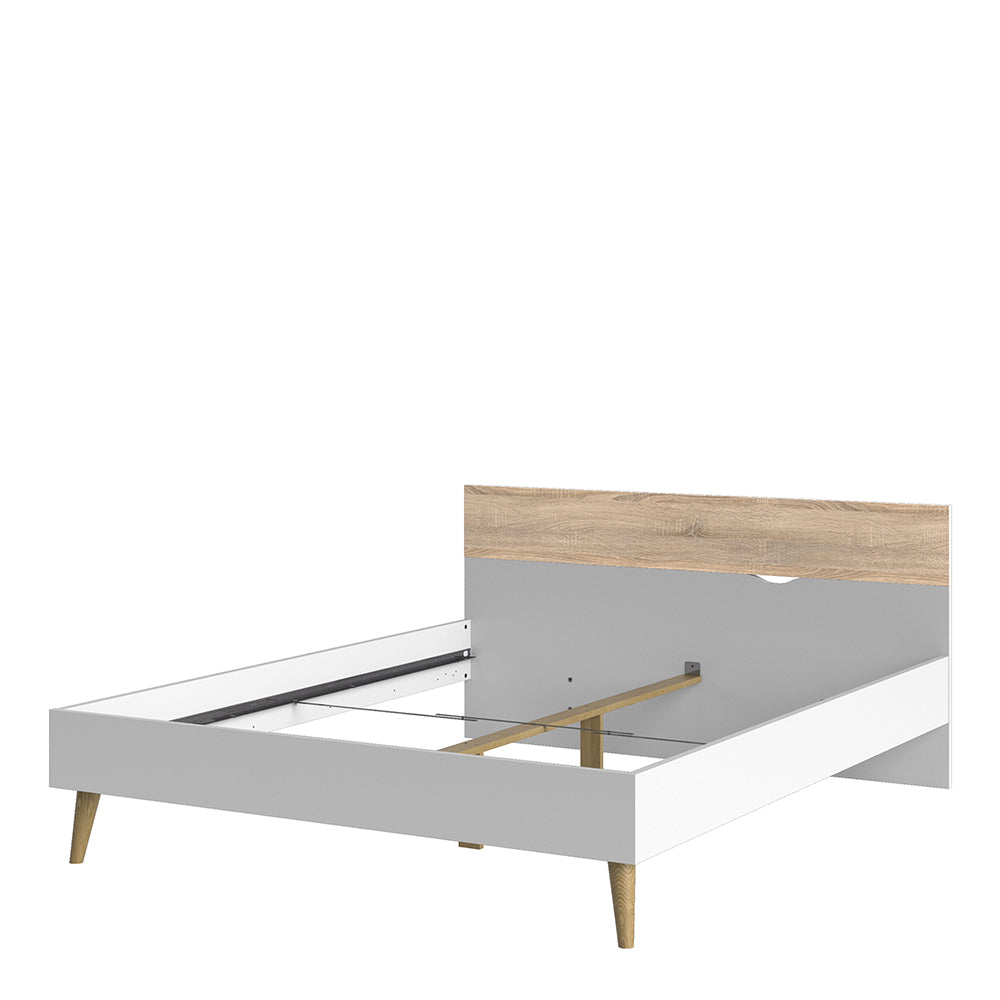 Oslo  Euro King Bed (160 x 200) in White and Oak