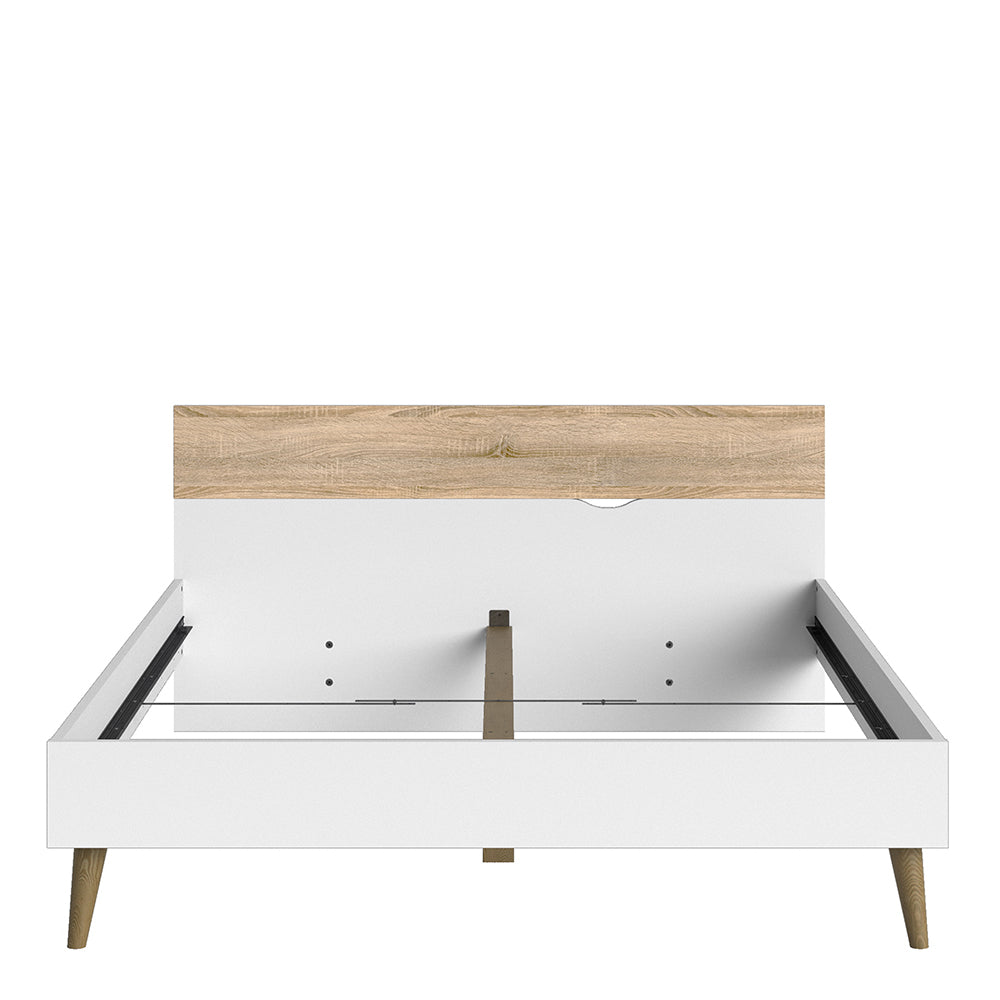 Oslo  Euro King Bed (160 x 200) in White and Oak