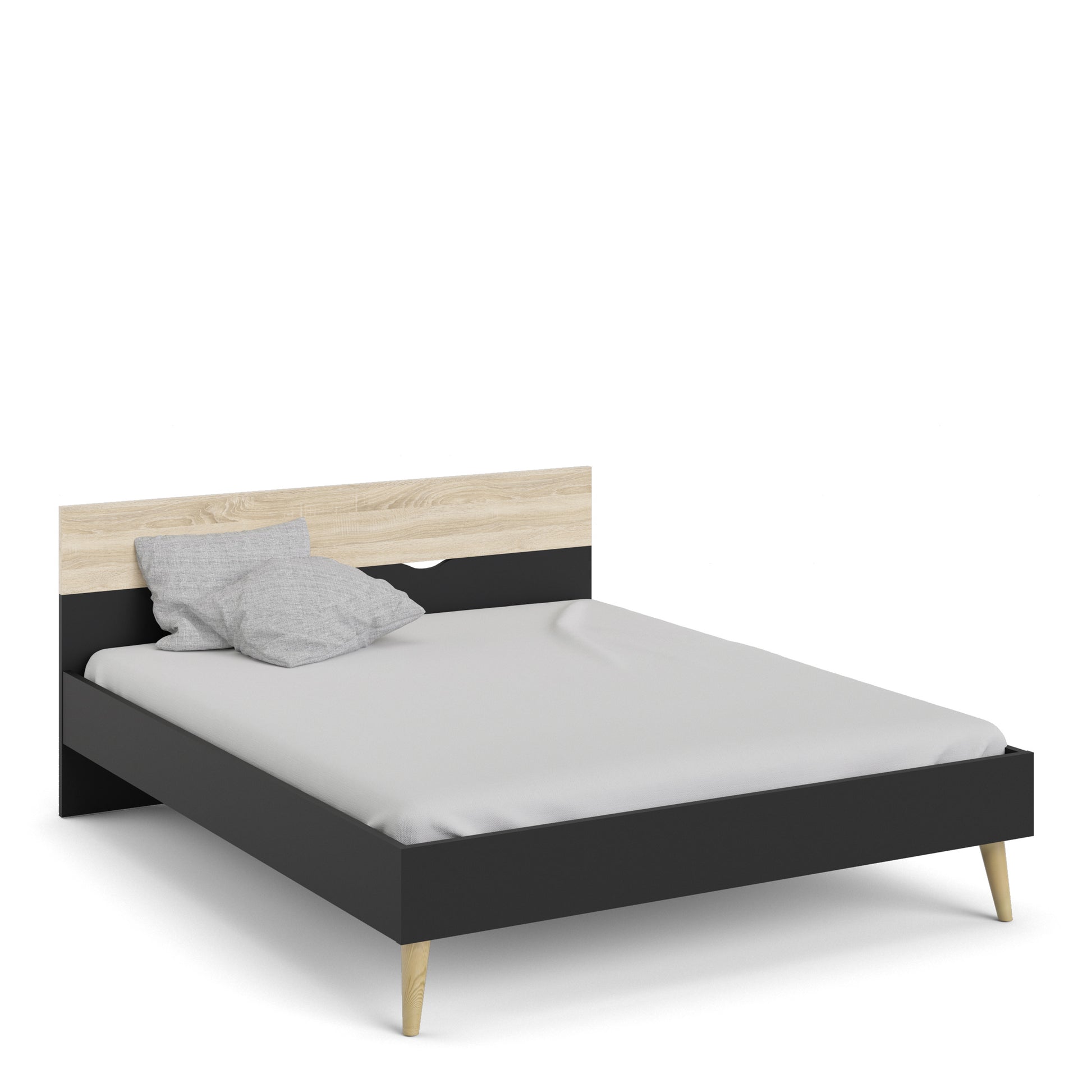 Oslo  Euro King Bed (160 x 200) in Black and Oak