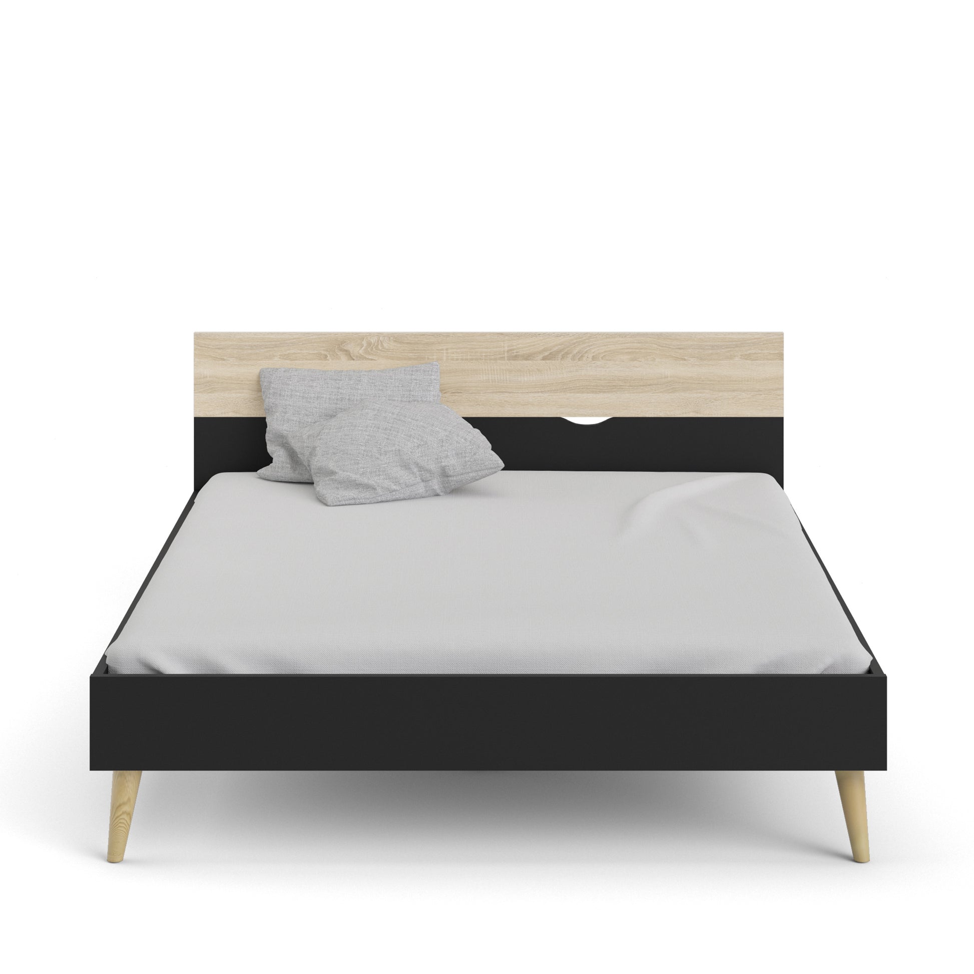 Oslo  Euro King Bed (160 x 200) in Black and Oak