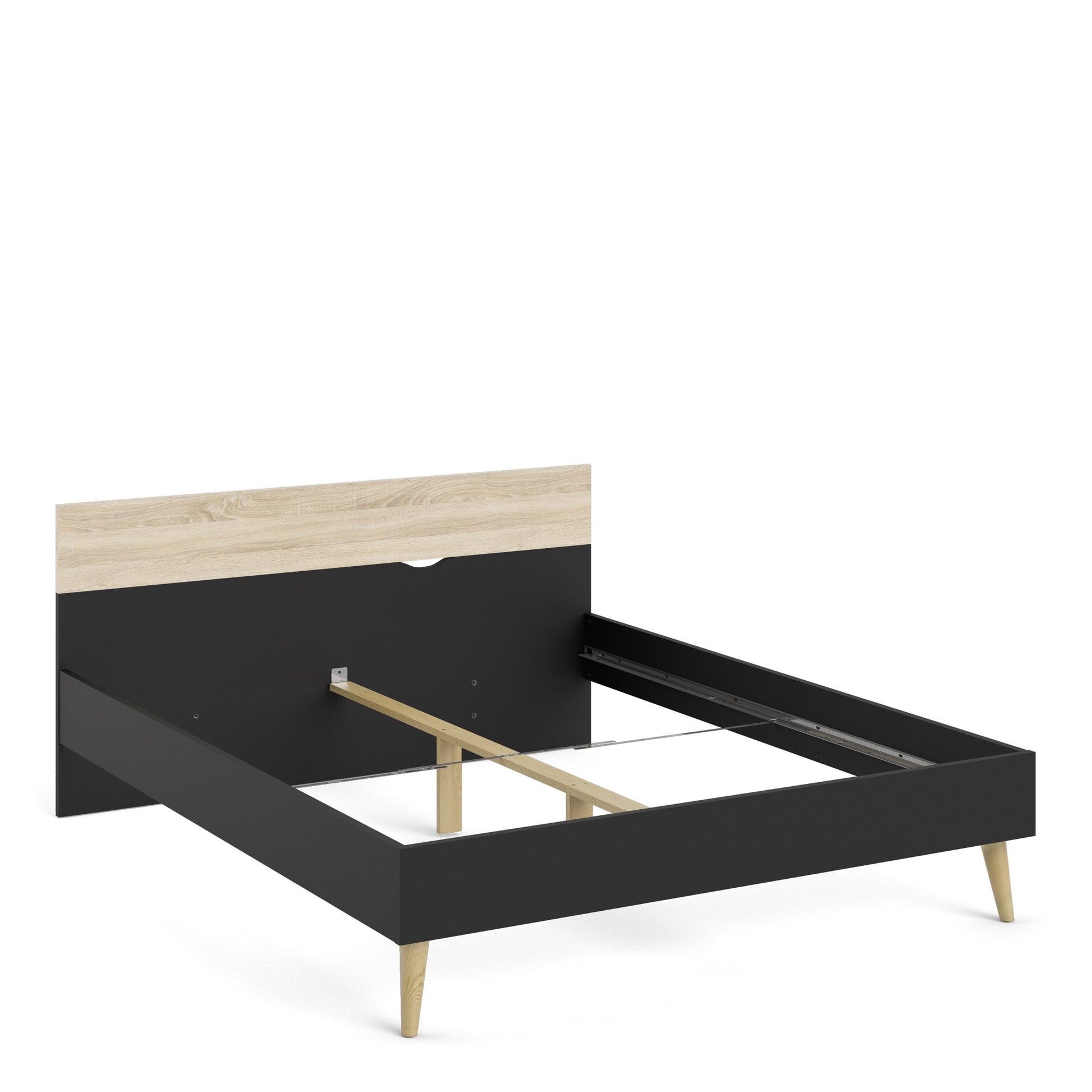 Oslo  Euro King Bed (160 x 200) in Black and Oak