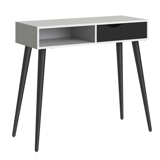 Oslo  Console Table 1 Drawer 1 Shelf in White and Black Matt