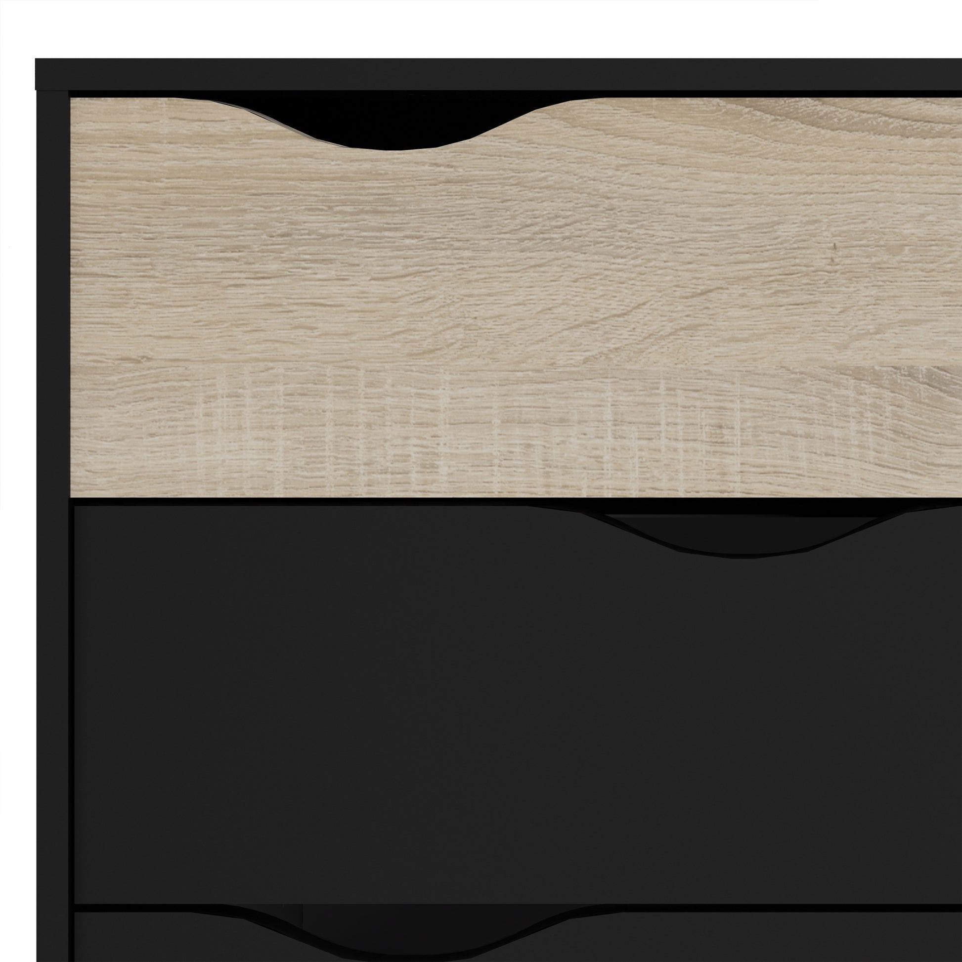 Oslo  Chest of 4 Drawers (2+2) in Black and Oak