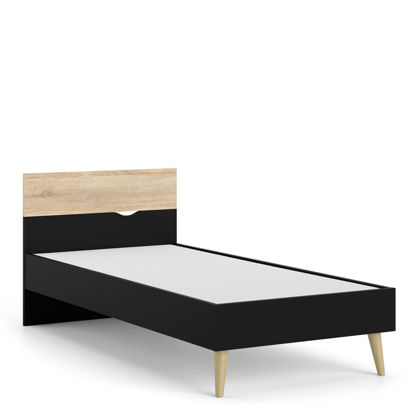 Oslo  Euro Single Bed (90x200) in Black and Oak