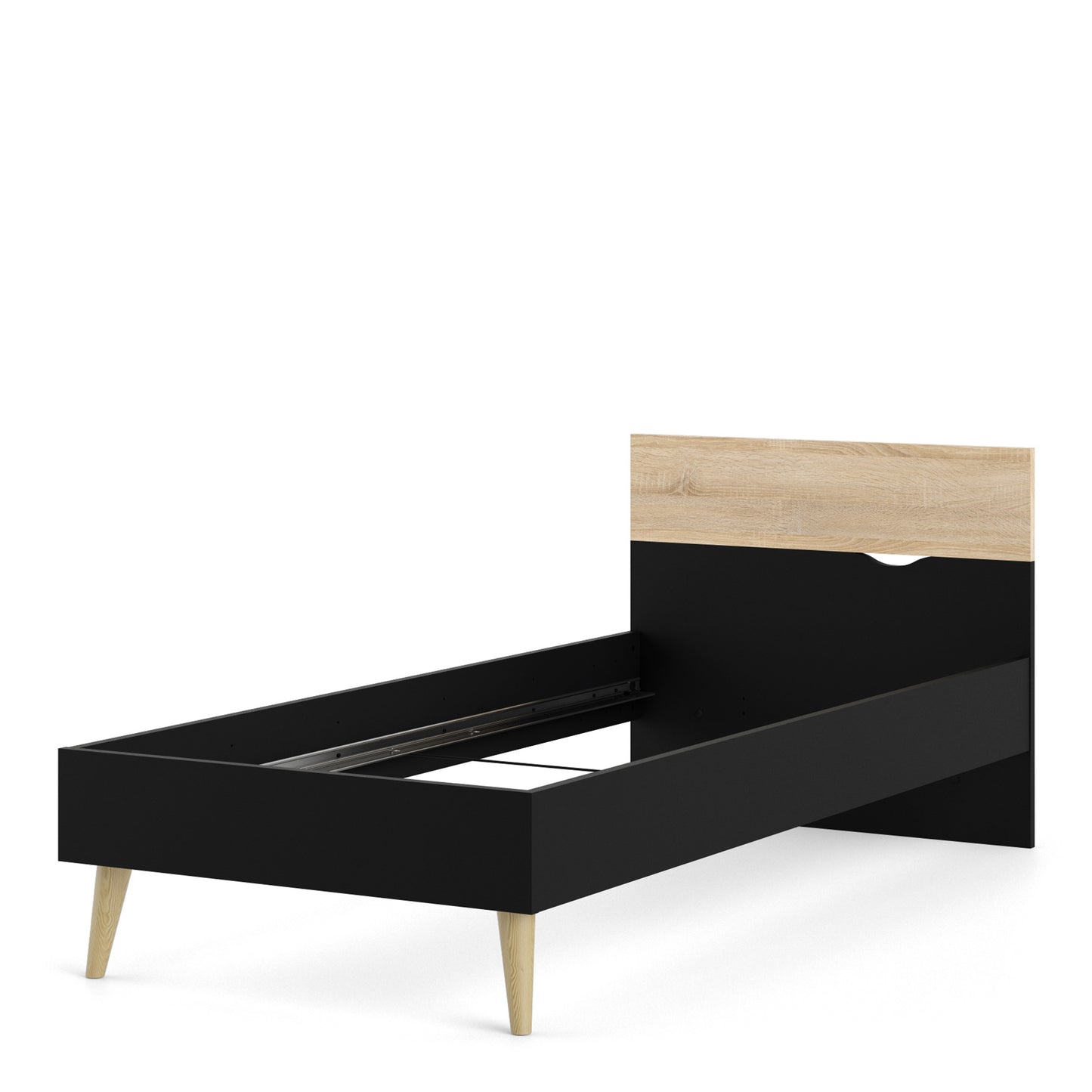 Oslo  Euro Single Bed (90x200) in Black and Oak